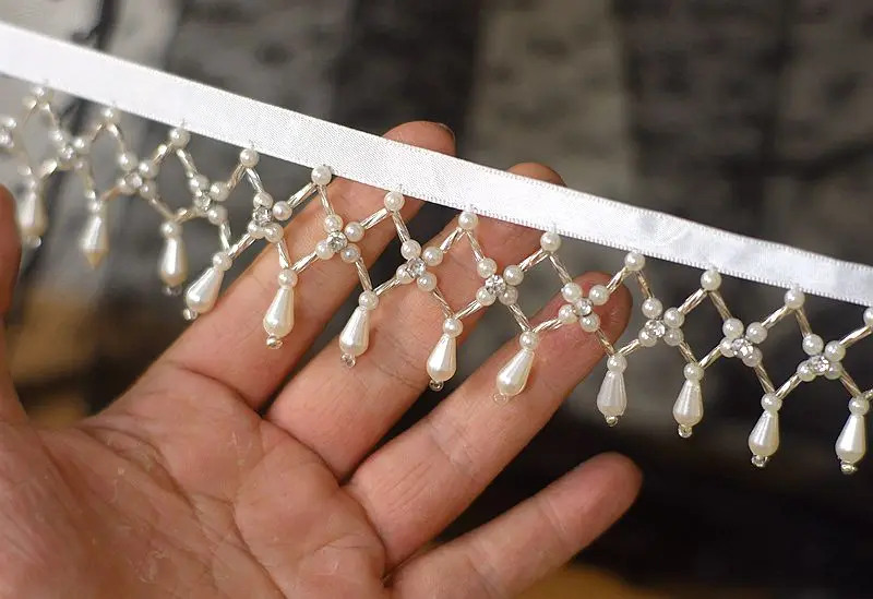 3 Yard/Lot Strass-Anhänger Perlenbesetzte Spitzenborte Quaste DIY Bühnenbekleidung Heimvorhang Hochzeitskleid Dekorative Accessoires – Detail 2