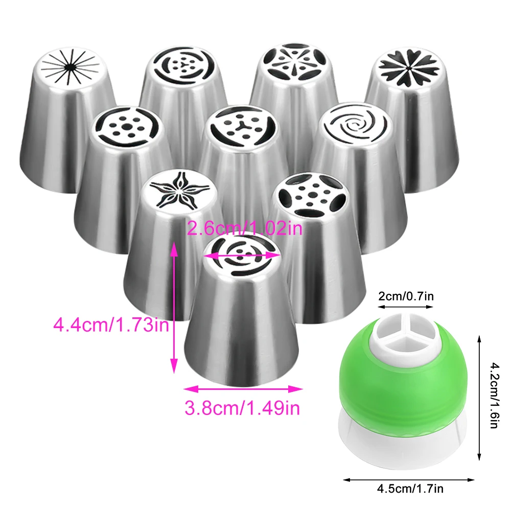 Russian Pastry Nozzles Tulip Icing Piping Cream Nozzles Tips 1Pcs Coupler Decorating Tips Set Cake Cupcake Decorator