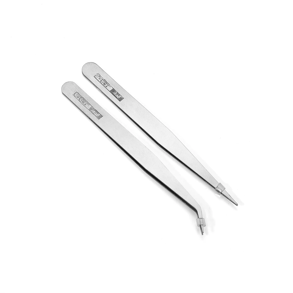 2pc/lot Excellent Quality Anti-static Bend Straight Tweezer Stainless Steel for Beads Jewelry Sewing Accessories Tools