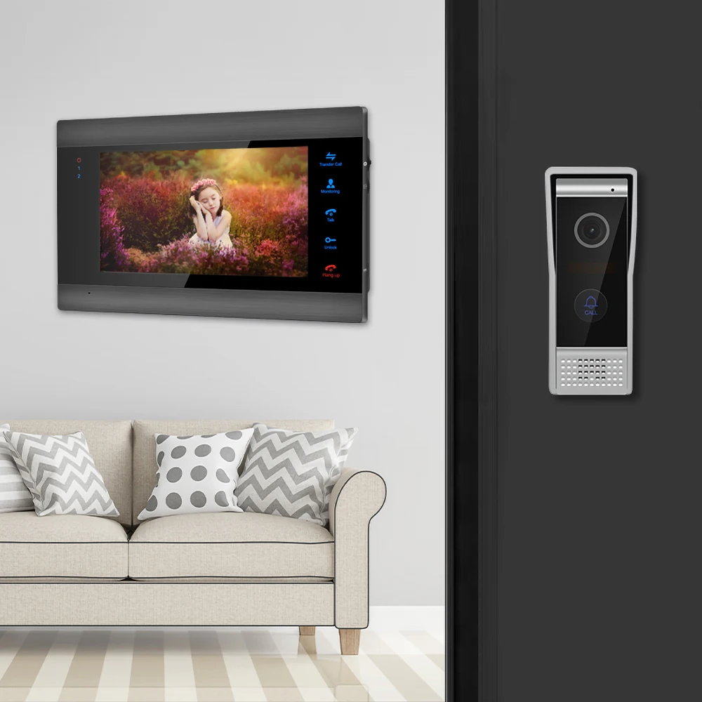 Joytimer Home Video Deurbel 7 Inch Video Intercom 1200TVL Video Deur Telefoon Met Bewegingsdetectie Nachtzicht Camera