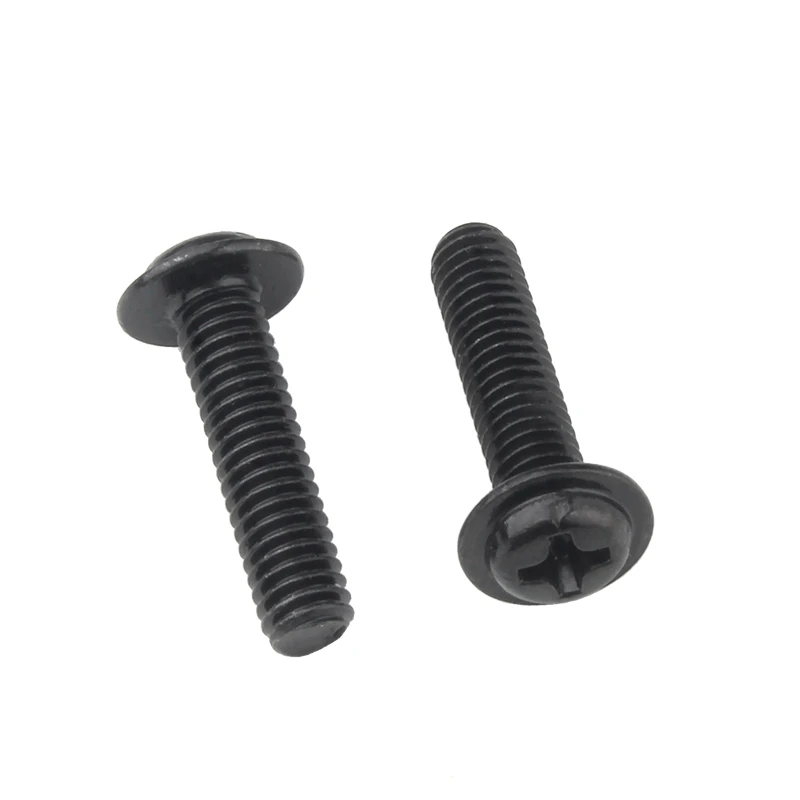 M2 M2.5 m3 m4 m5 Black Carbon steel PWM cross phillips pan round truss head with washer padded collar screw machine bolt screws