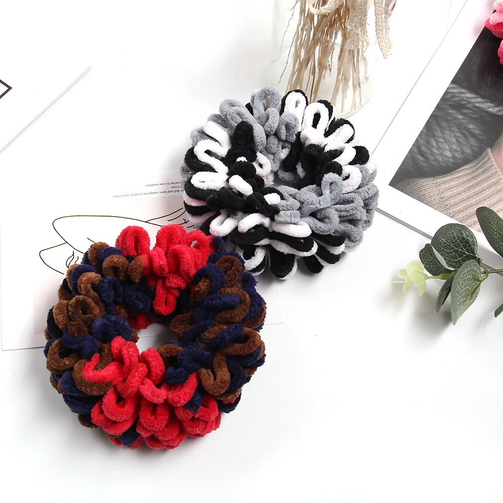 Furling Girl 1PC Muslim Women Fashion Scrunchies Elastic Hair Bands Knitting Wool Hair Accessories Ponytail Holder