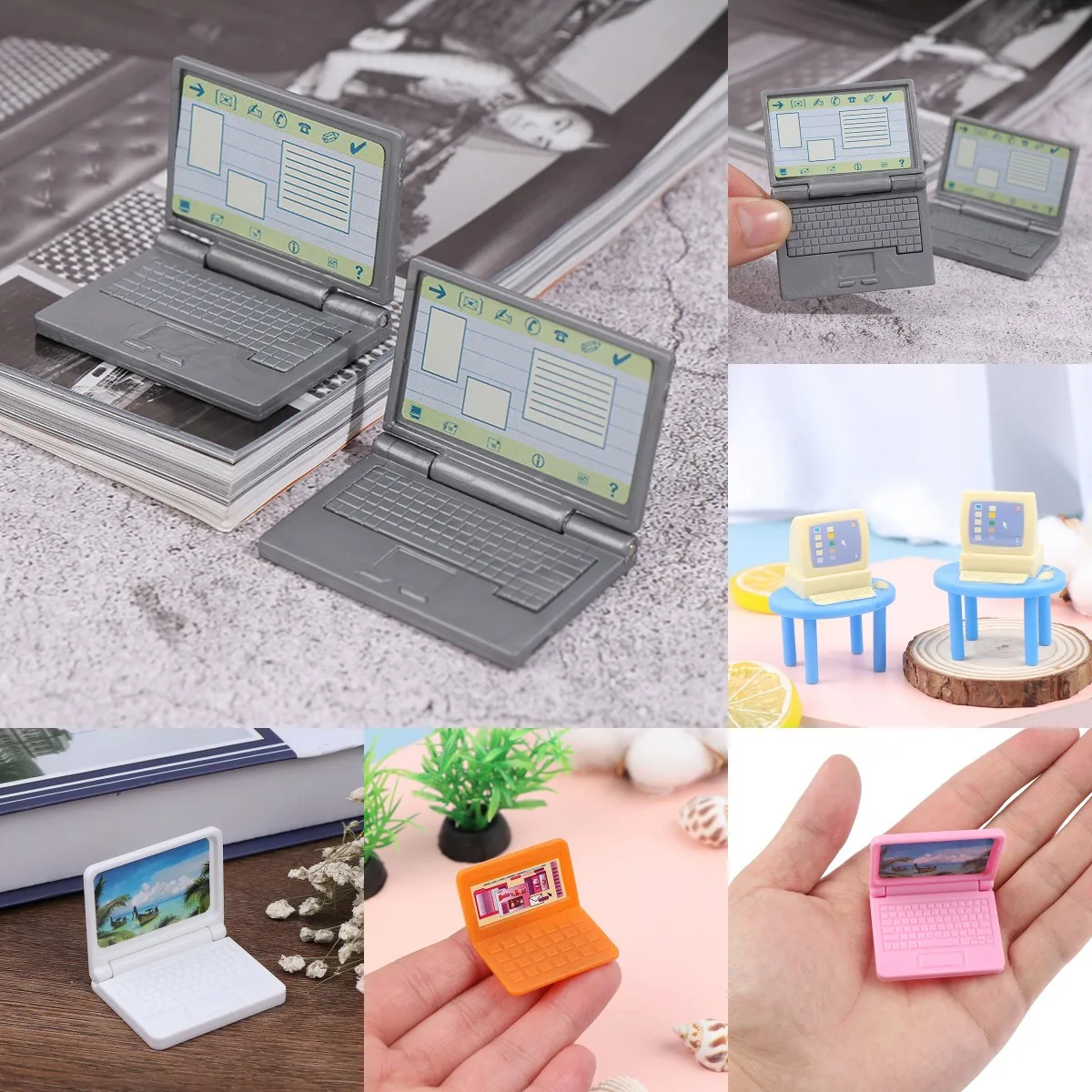 Hot！Cute Simulation Mini Laptop Computer DIY 1:12 Dollhouse Miniature Fashion Crafts Dollhouse Decoration Diy Accessories