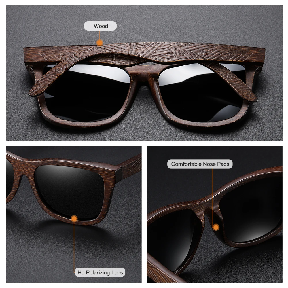 GM Natürliche Bambus Holz Sonnenbrille Handgemachte Polarisierte Gläser Spiegel Beschichtung Linsen Brillen Mit Geschenk Box