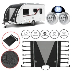 Copertura di traino per camper impermeabile copertura anteriore protettiva per camper universale con luci a LED accessori antipolvere per camper