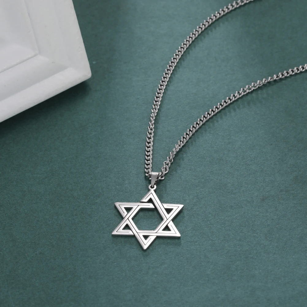 Star of David Charm Pendant Necklaces for Women Religious Menorah Israel Hanukkah Jewish Stainless Steel Jewelry Christmas Gifts