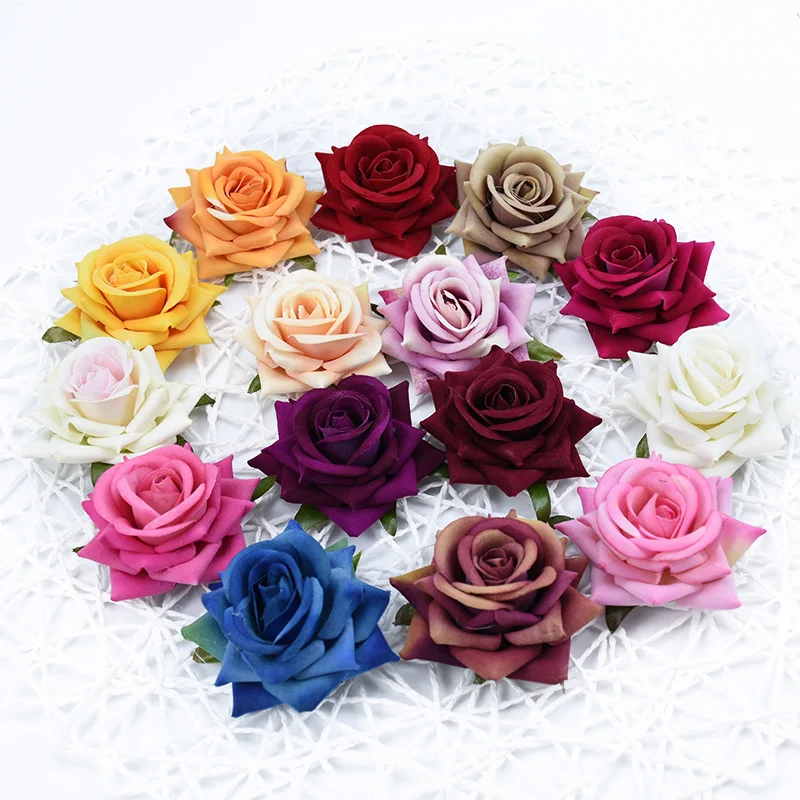 50 pcs Flannel roses Decorative flowers wreaths Home decoration accessories Diy Headwear Photo props Autumn decoration Wedding