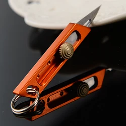 EDC Vintage Mini Aluminum Alloy Pocket Knife Self-defense Utility Knives Portable Detachable Push Pull Knife Paper Cutting Tools