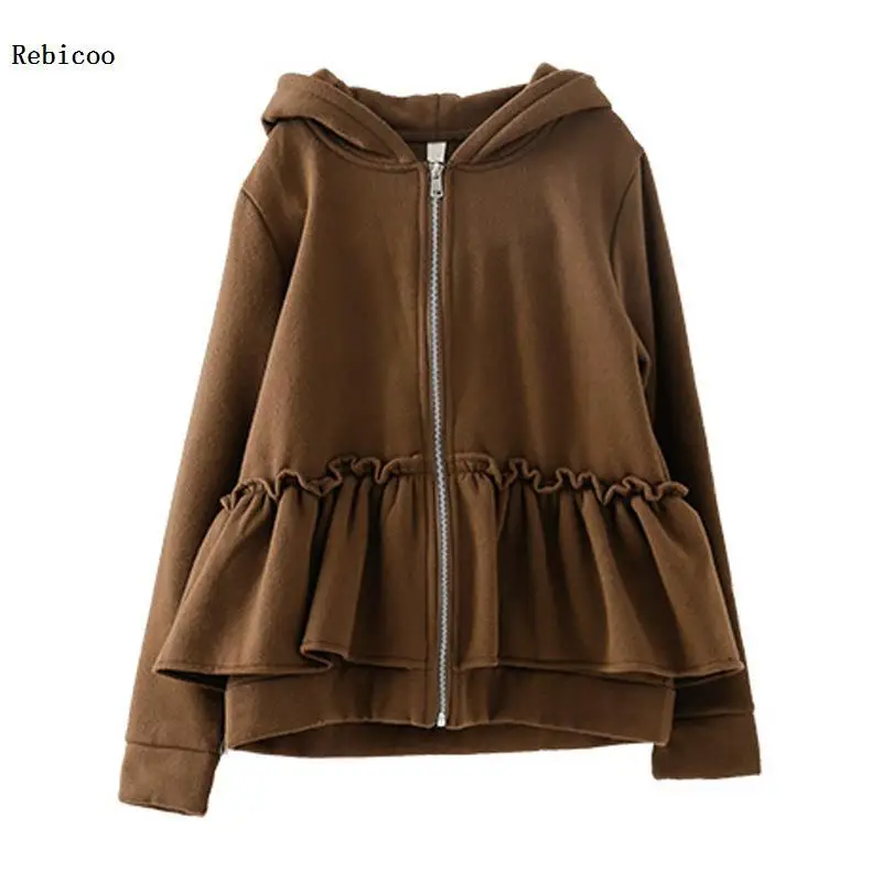 

New winter Korean wild short paragraph woolen coat female Dongkuan Slim was thin lapel woolen Ruffle coat