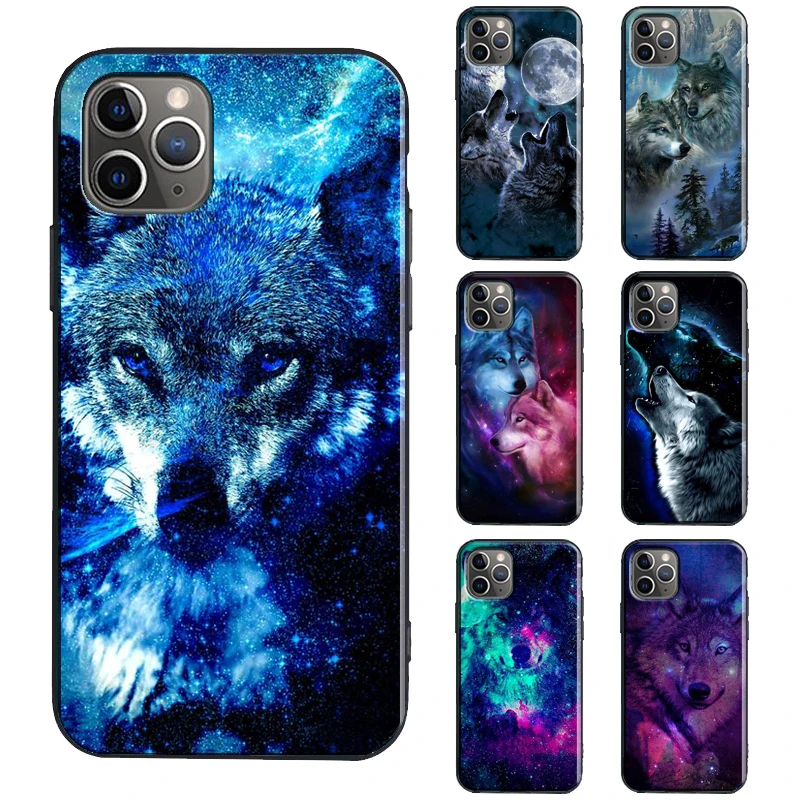 Animal Wolf Galaxy Case For iPhone 13 12 mini 11 14 Pro Max 6S 7 8 Plus X XR XS Max SE 2020 TPU Cover Coque