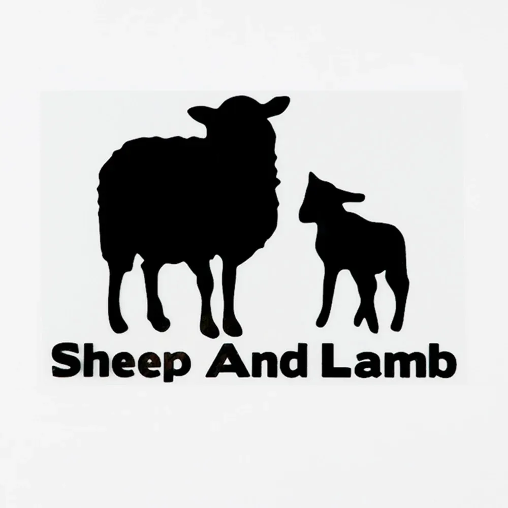 

13CM×9.2CM Interesting Animal Sheep And Lamb Vinyl Car Sticker Decal Black/Silver