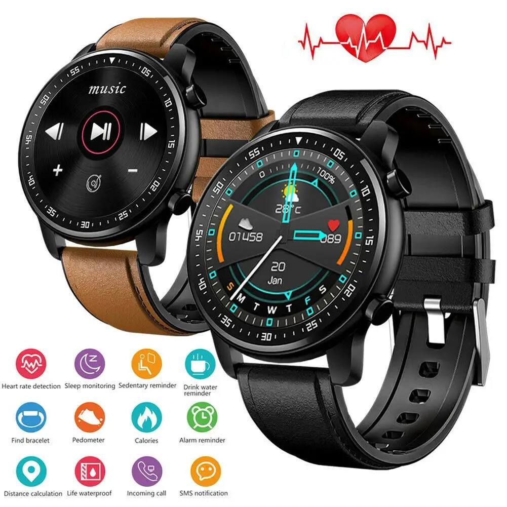 

Sport Smart Watch Heart Rate Monitor Music Player Calls/SMS Reminder for iPhone Android Cell Phone Bluetooth-Compatible