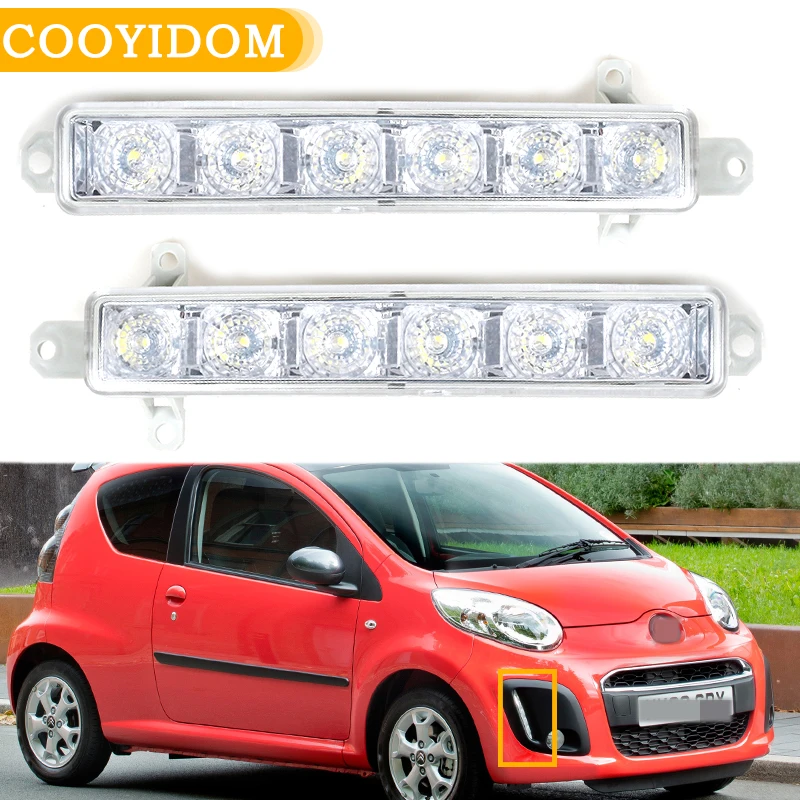 Car DRL 6LEDFor Citroen C1 2006-2017 Citroen C3 2015-2019 Daytime Running Light Lamp 9677409380 9802795580 PG2044330