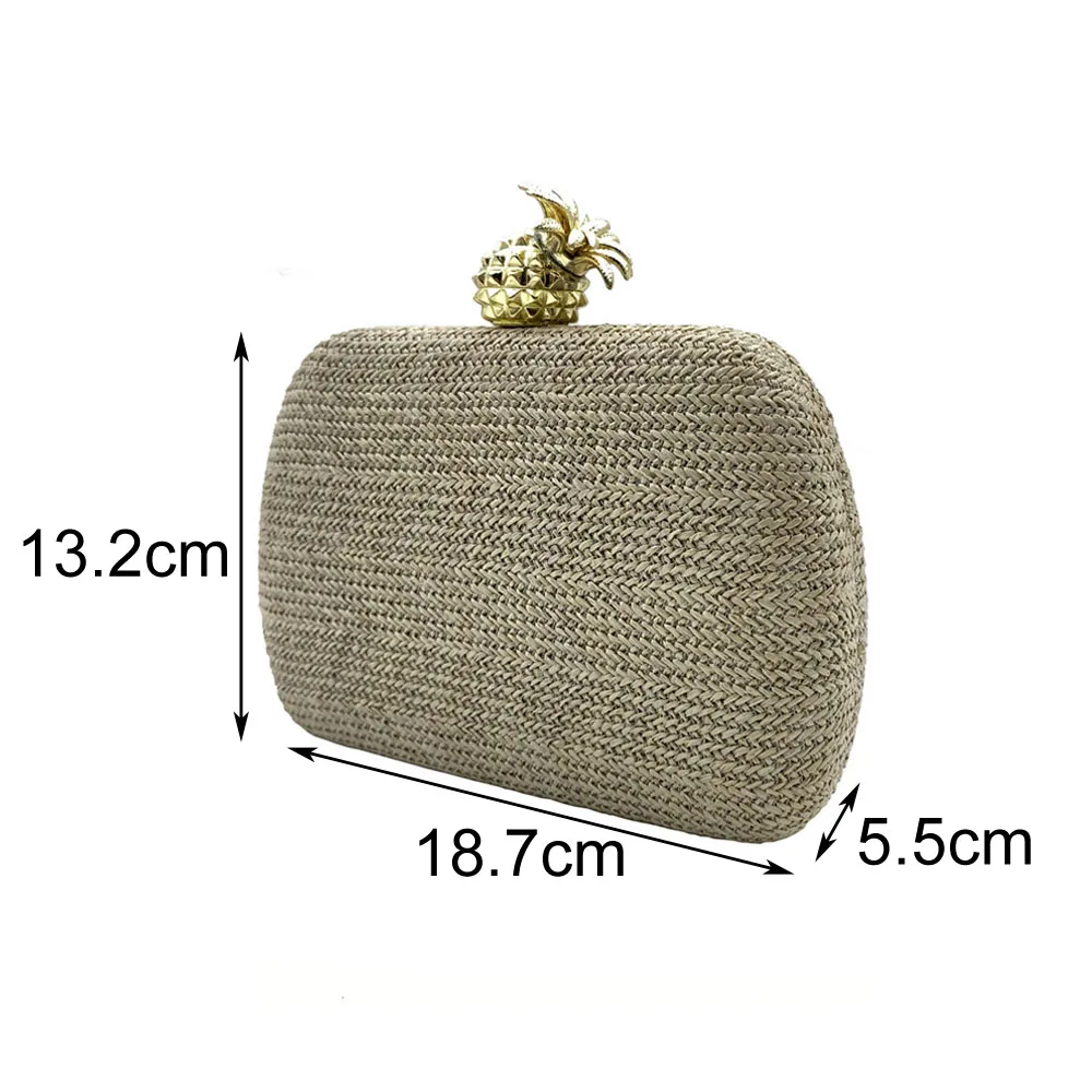 Fashion Pineapple Women Evening Bags Ladies Raffia Material Summer Clutch Purse Shoulder Chain Wedding Party Handbags