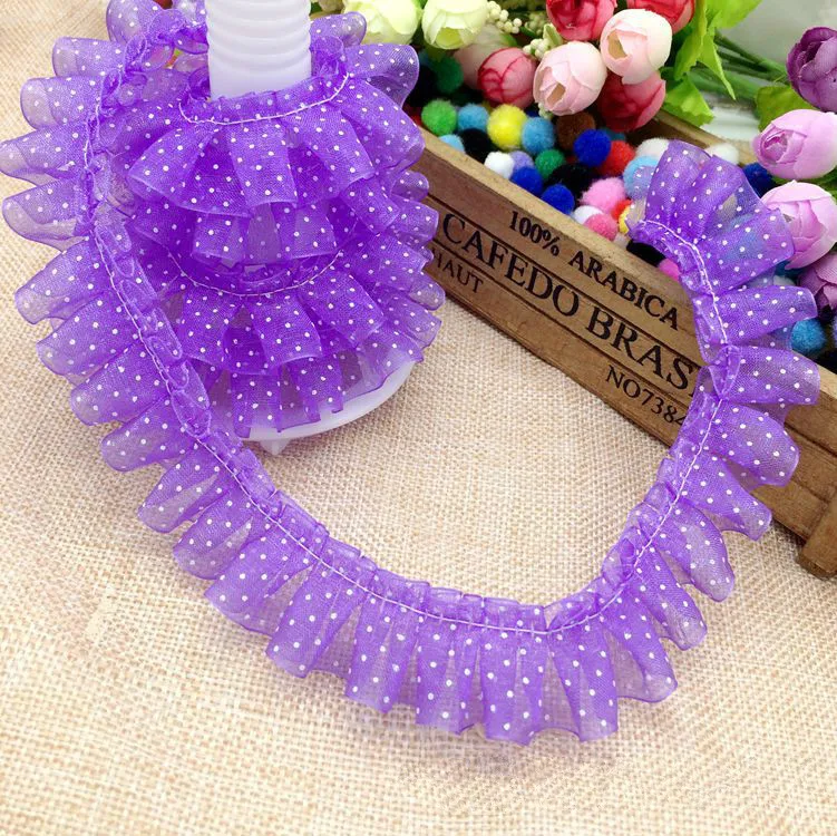 5YD/10YD polka dot lace fabric 3D lace decoration 2.5cm lace collar doll sewing accessories for clothes