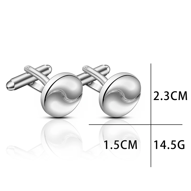 Men's Cufflinks Copper Classic Simple Silver Color Cufflinks French Design Gentleman Cufflinks Inch Shirt Suit Wear Men's Gift