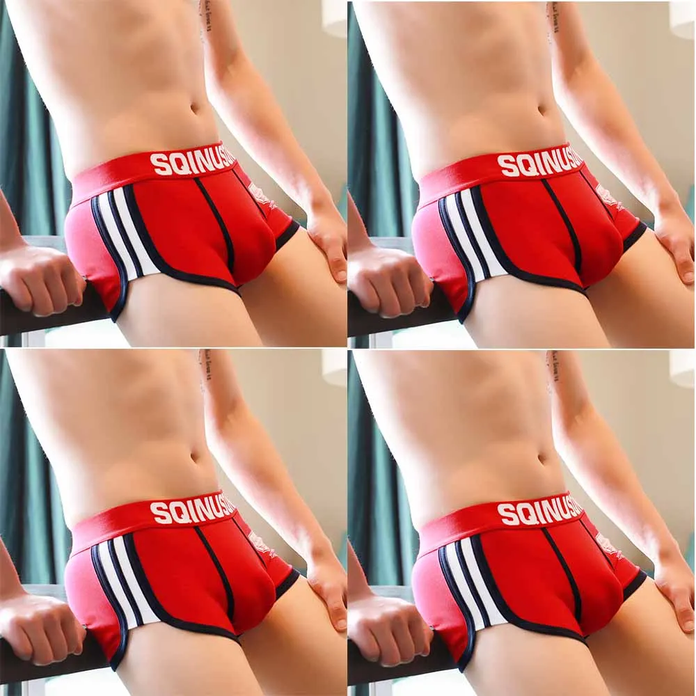 4ピース/ロット男性下着快適なボクサー綿cuecasボクサーメンズボクサー下着u凸男通気性underpant
