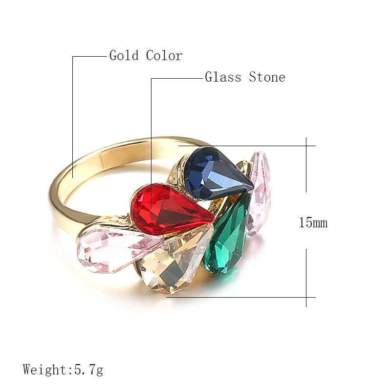 Kinel Unique Natural Stone Rings For Women Vintage Look Antique Silver Plated 3 Colors Fashion Jewelry Wholesale