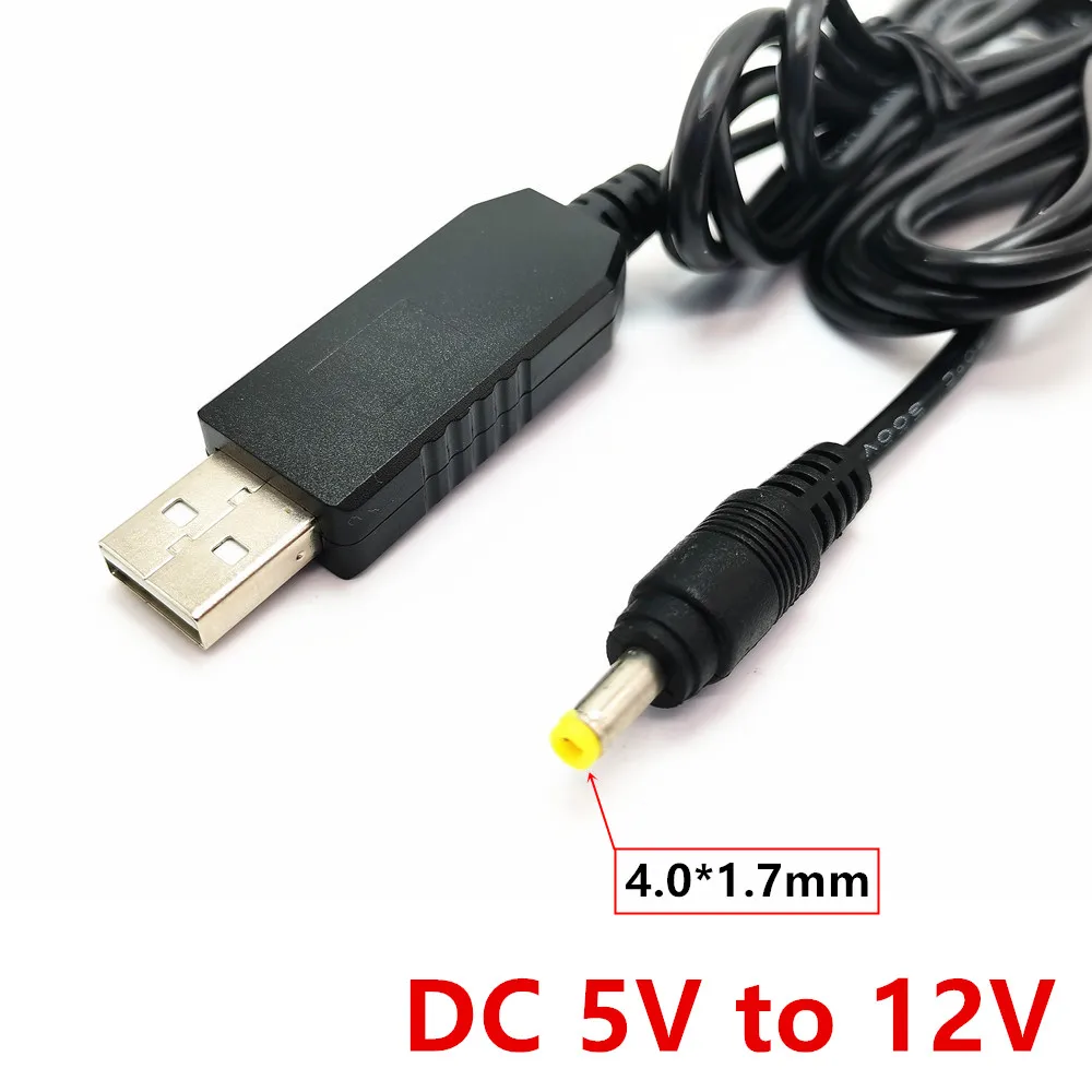 Ligne d'alimentation USB, DC 5V à DC 12V, Step ettes Tech, convertisseur USB, câble adaptateur, prise 4.0x1.7mm