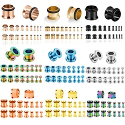 16/18PCS Stainless Steel Ear Stretching Kit Tragus Piercing Screw Fit Gauge 14G-00G Punk Starter Gauge Plug Ear Tunnels for Ears