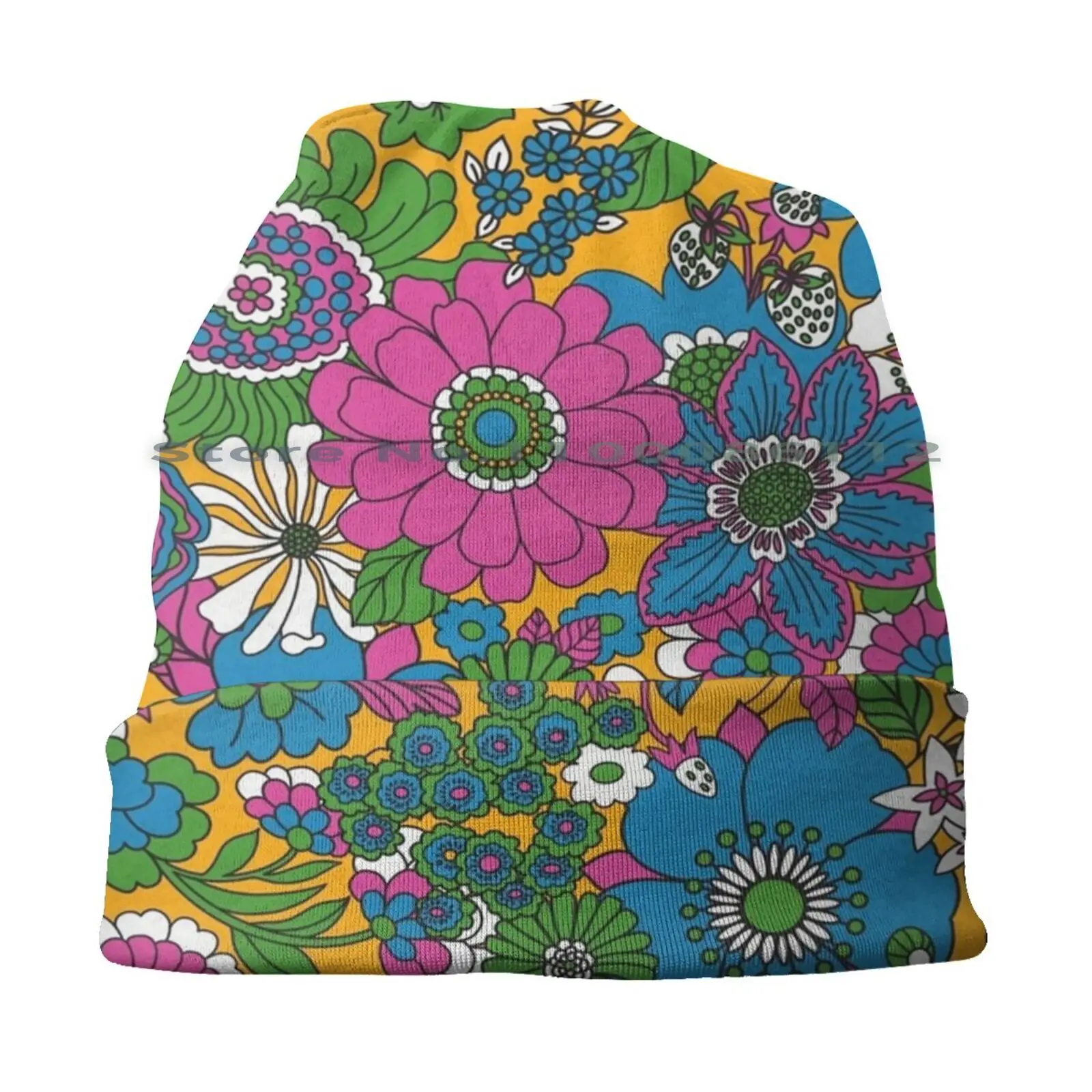 70s Multi-Coloured Floral Bucket Hat Sun Cap Retro Floral Groovy Hippie Psychedelic 1970s 1960s Foldable Outdoor Fisherman Hat