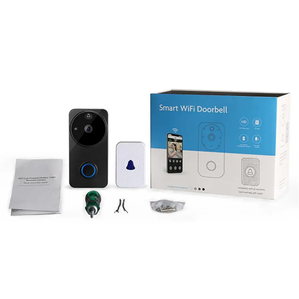 المنزل الذكي جرس باب يتضمن شاشة عرض فيديو لاسلكي Wifi1080P كاميرا غطاء مقاوم للماء الأشعة تحت الحمراء عن بعد تسجيل الأمن مراقبة دعوة الجرس