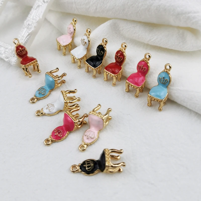 10PCS/Lot 10*25mm Fashion Jewelry Charms Court Chair Shape Enamel Charm For Jewelry Findings Bracelet Necklace Charm Jewelry