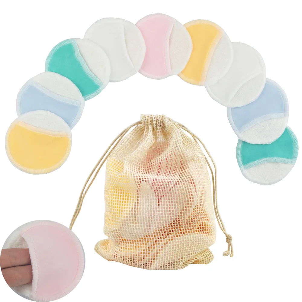 10PCS Makeup Remover Pads Reusable Cotton Pads Make Up Facial Remover Bamboo Fiber Skin Care Nursing Pads Skin Cleaning Pads