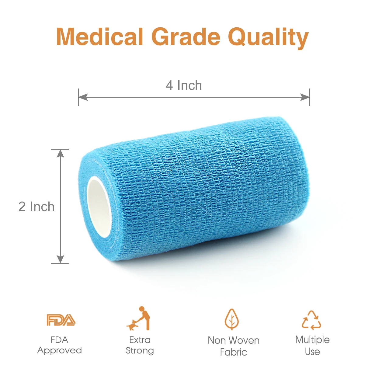 4 Inch 12 Rolls Self-Adherent Tape Cohesive Bandage for Sports Injury Strain Knee Wrist Ankle Sprains & Swelling First Aid Tape