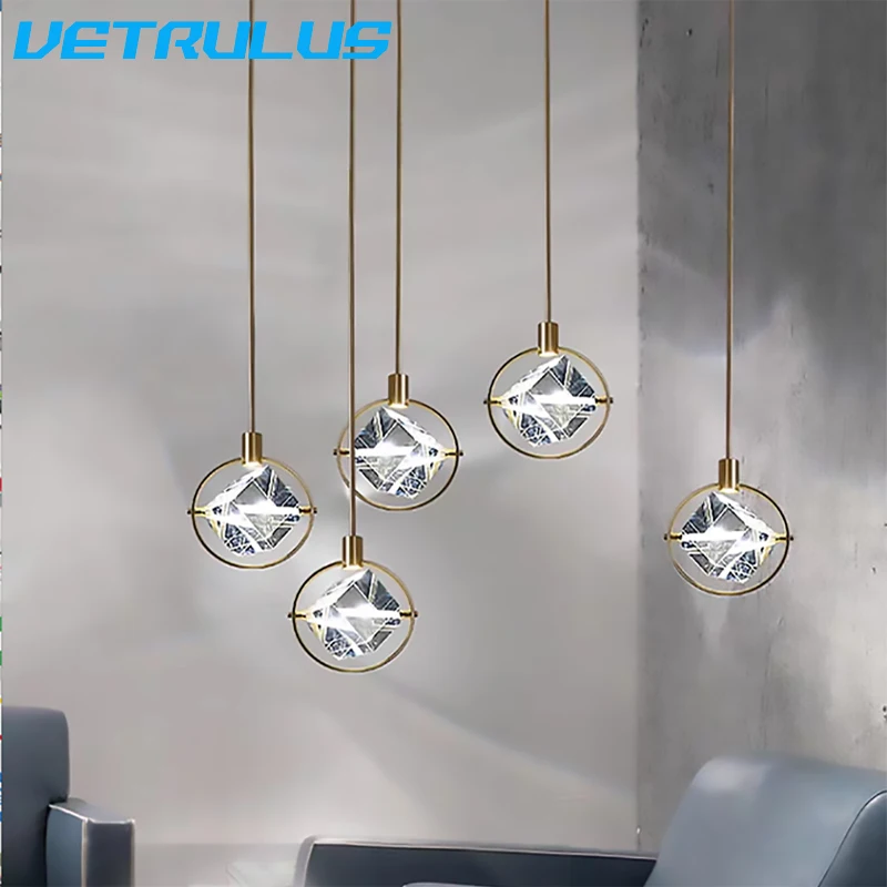 Nowoczesna lampa wisząca luksusowe Nordic kryty K9 kryształowe Led sufitowe lampa żyrandol kreatywny przy łóżku sztuki żelaza Bar dekoracji wnętrz