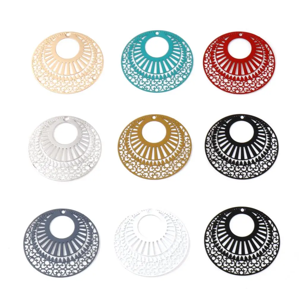 10 PCs Oval matel Filigree Stamping Pendants Hollow Painted Filigree Charms For DIY Earring Necklace Jewelry Finding 3.9 x 3.6cm