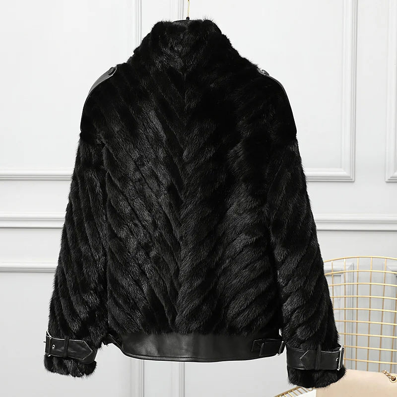 Fur Mink Coat Women\'s Short Zipper Stand Collar Real Mink Fur Coat 2022 Winter Fashion Jacket Genuine Natural Fur Mink Coats