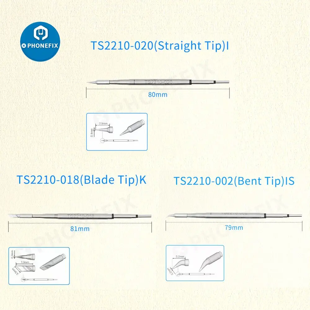 PDK TS2210 Precision หัวเชื่อมสำหรับ JBC C210ที่จับบัดกรีเหล็กเคล็ดลับสเปนนำเข้าเดิม JBC องค์ประกอบความร้อนวัสดุ