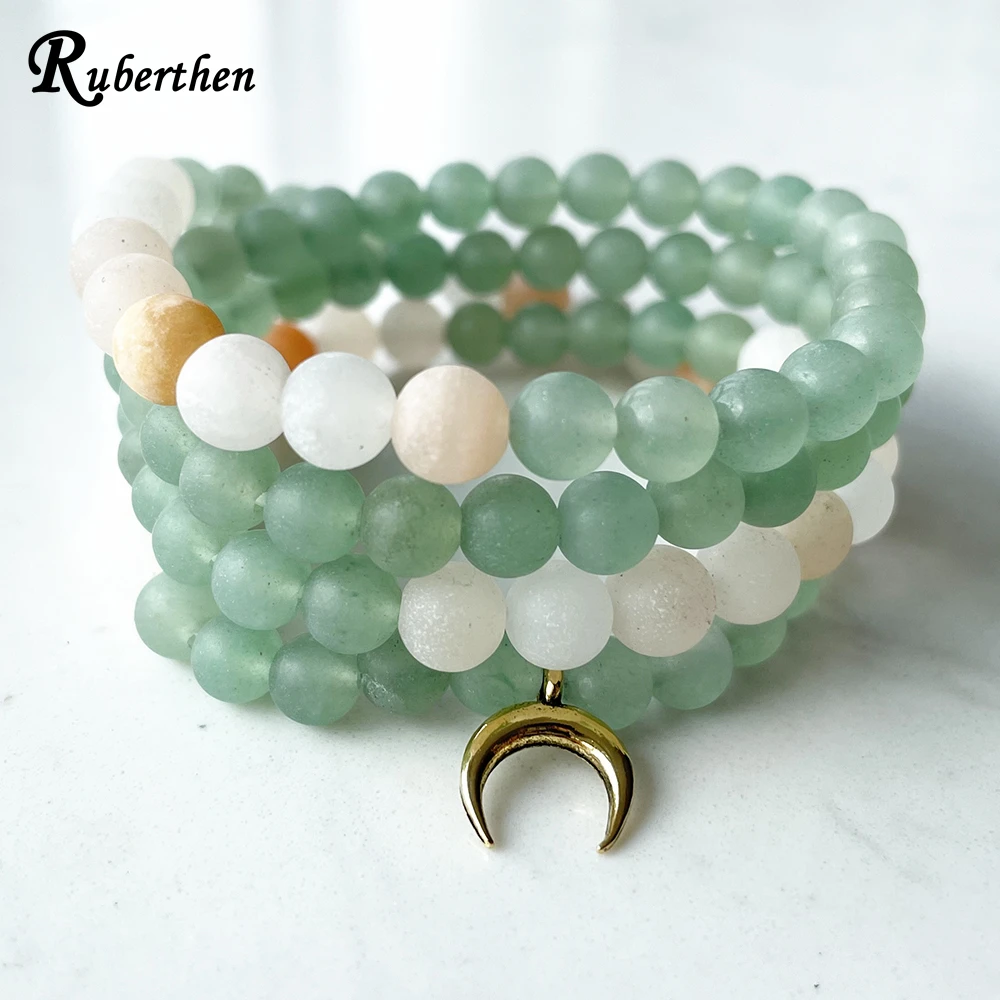 Ruberthen 6 mm Mix Aventurine 108 Mala Bracelet New Design Women`s Gemstone Bracelet High Quality Yoga Spiritual Mala Jewelry