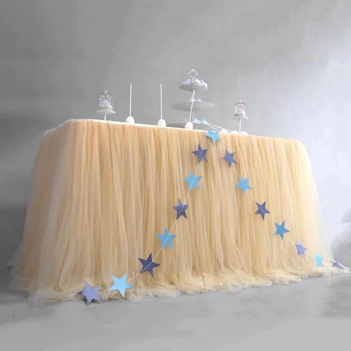 Wedding Party Tulle Table Ware Cloth Birthday Party Halloween Dessert Gauze Bright silk Table Skirt Home Decoration