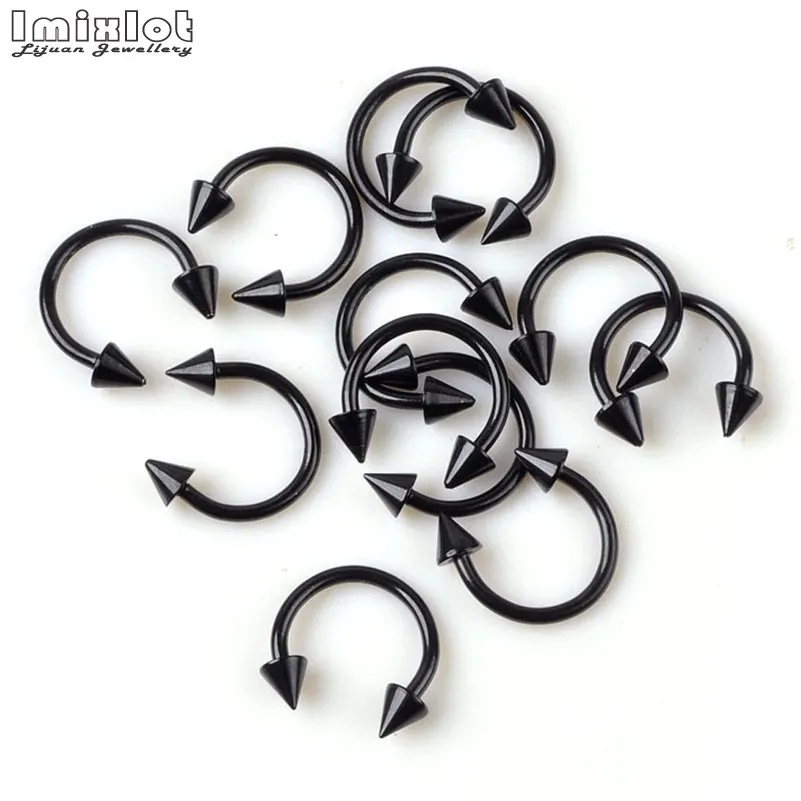 20pcs/lot Stainless Steel Nose Ring Piercing Horseshoe Spike Septum Piercing Eyebrow Tragus Helix Pircing Lip Piercing Nariz