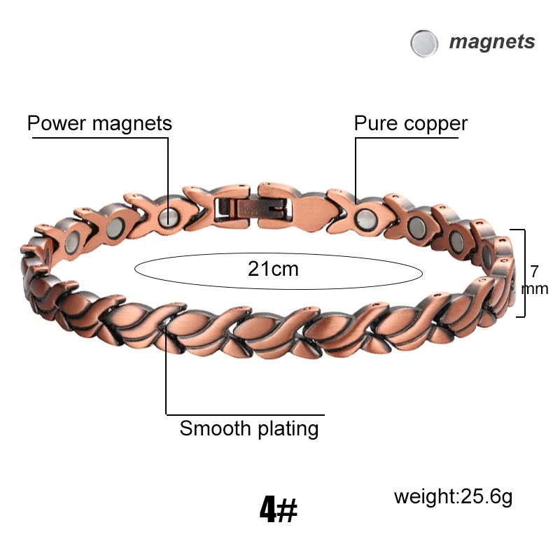 Vintage Copper Magnetic Bracelets For Women Pain Relief Pure Copper Adjustable Bio Energy Blood Pressure Accessory Bracelet