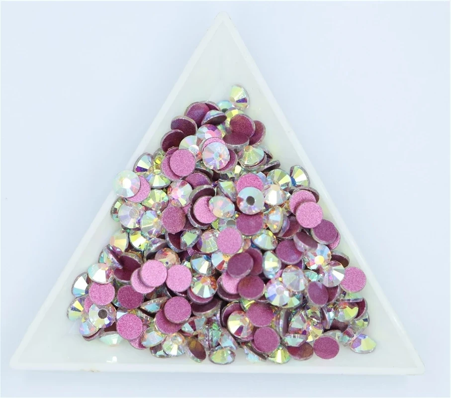 Strass per nail art in cristallo rosa AB Base rosa rosa Non hot fix Strass Decorazioni per nail art per indumenti in tessuto Strass