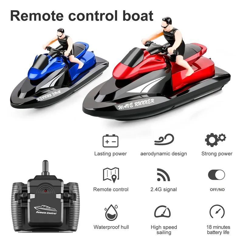 Electric 20KM/H High Speed Racing Boat RC Motorboat for Pools Lakes 2.4Ghz Waterproof Toy 100M Control Dual Motor Drive  Surfing