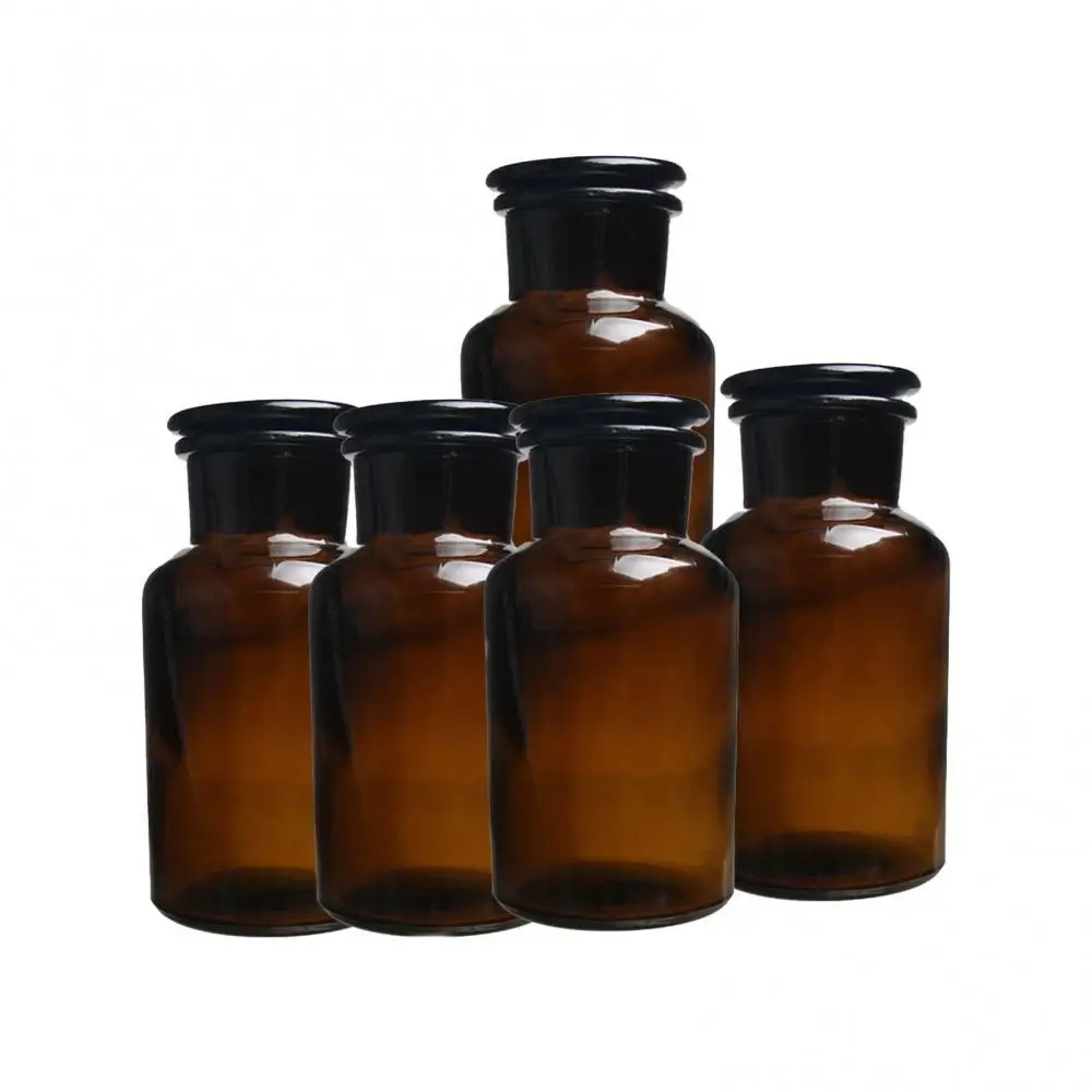 30/60/125/250/500ml Brown Wide-Mouth Reagent Bottle Storage Jar Lab Supplies