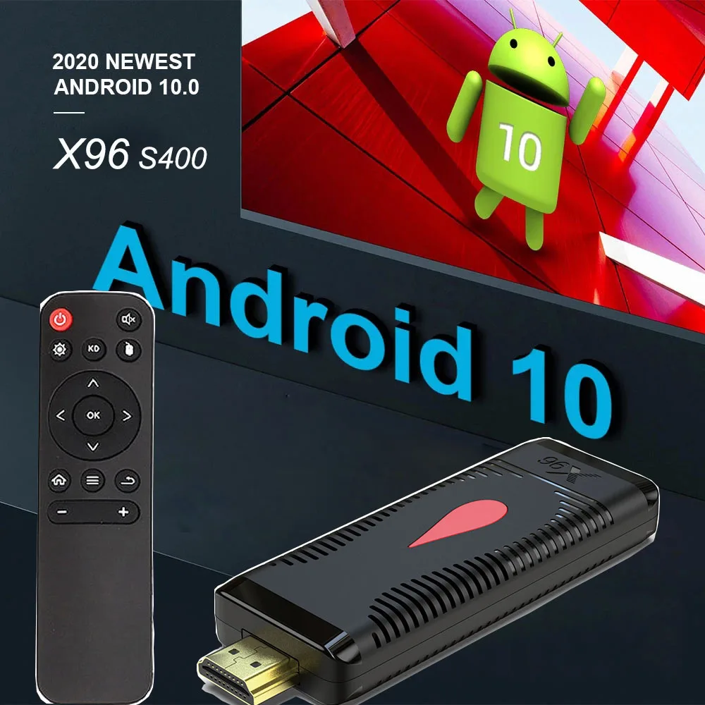 

Android 10 TV Stick X96 S400 2 Гб 16 Гб Allwinner H313 Четырехъядерный 4K 60fps H.265 2,4G Wifi Google Player 1 ГБ 8 ГБ X96S TV Box Dongle