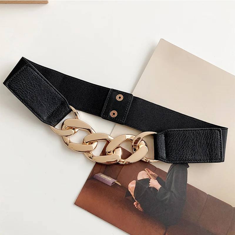 Luxury Belt Women Dress Wide Luxury Waistband Punk Leather Ladies Fashion Stretch Waist Belts Casual Dress ceinture PJ436