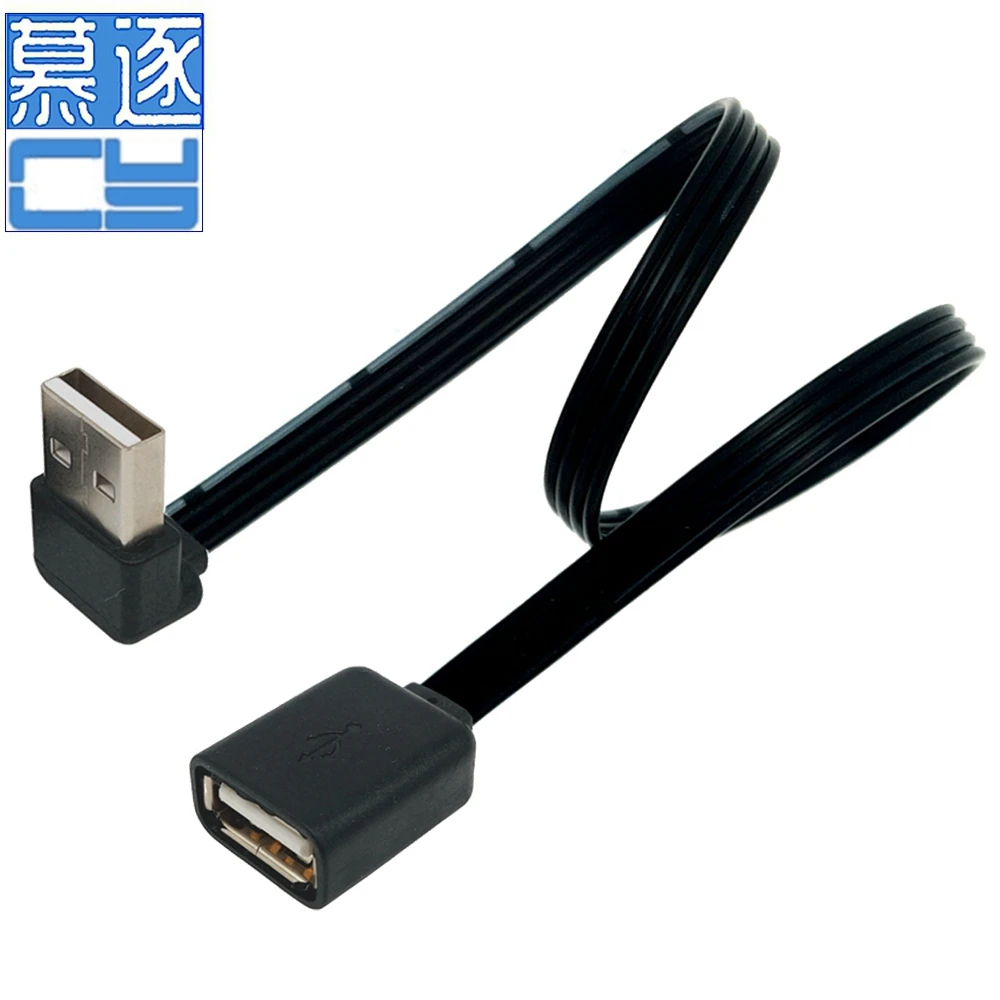 Câble adaptateur USB 2.0 A mâle vers femelle, rallonge coudée 90 mâle vers femelle, cordon noir
