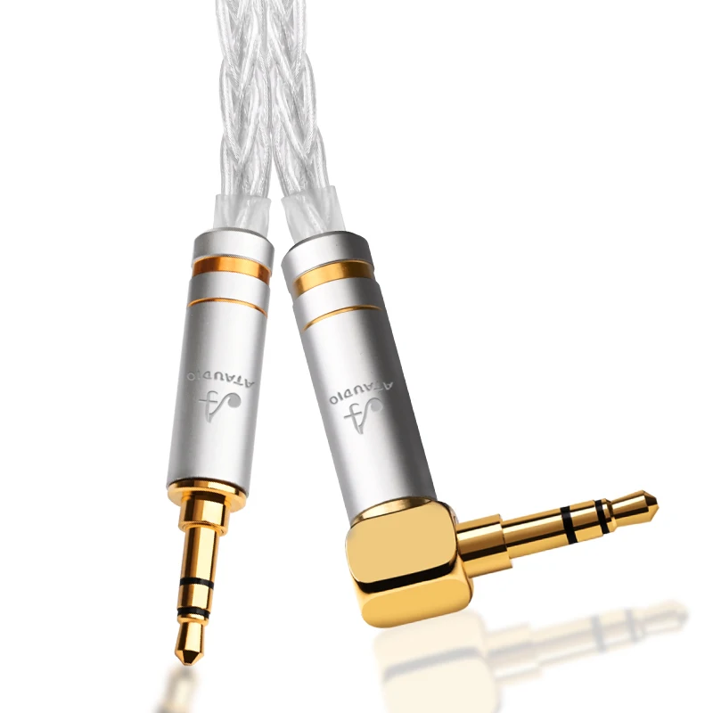 ATAUDIO Pure Silver 3.5mm Aux Cable Hi-END Headphones Speaker MP3 3.5 Jack Cord