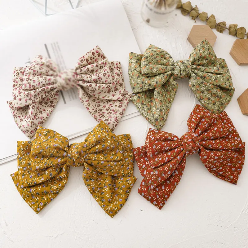 Big Hair Bow Ties Hair Clips Two Layer Butterfly Floral Hairpins Girls Kids Cute Sweet Bowknot Hairpins Vintage Hair Accessories