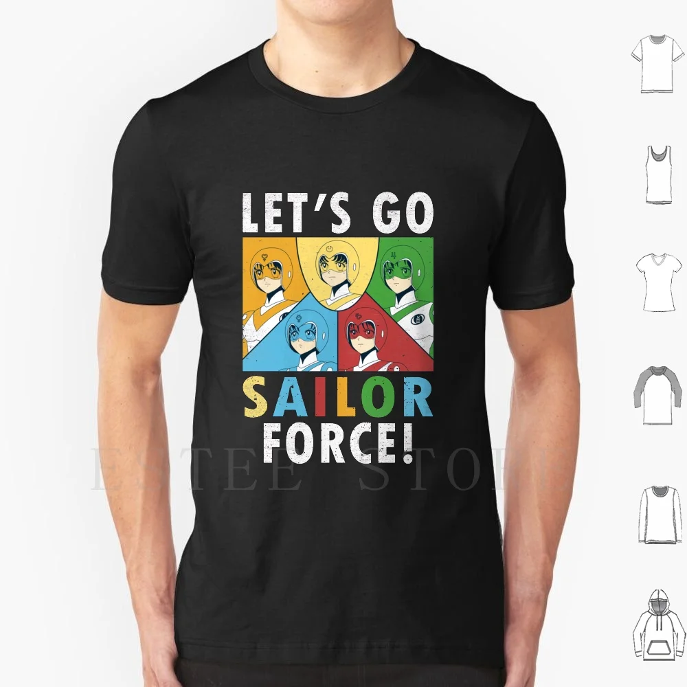Let's Go Sailor Force T Shirt Cotton Men DIY Print Voltron 80s Retro Sailor Force Vintage 1980 Cartoons Lions Go Lion Faded