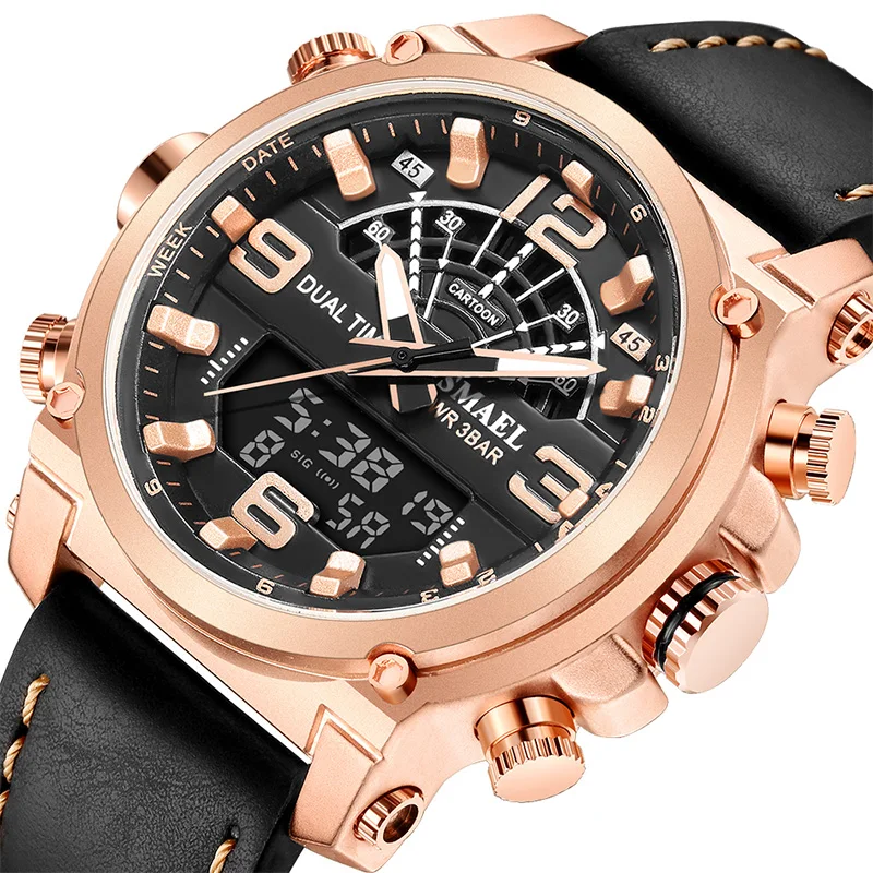 Men Luxury Watch Quartz Bracelet 30M Waterproof Luminous Hands Male Clock SL-6012 Quartz Wristwatches With Digital Display Time