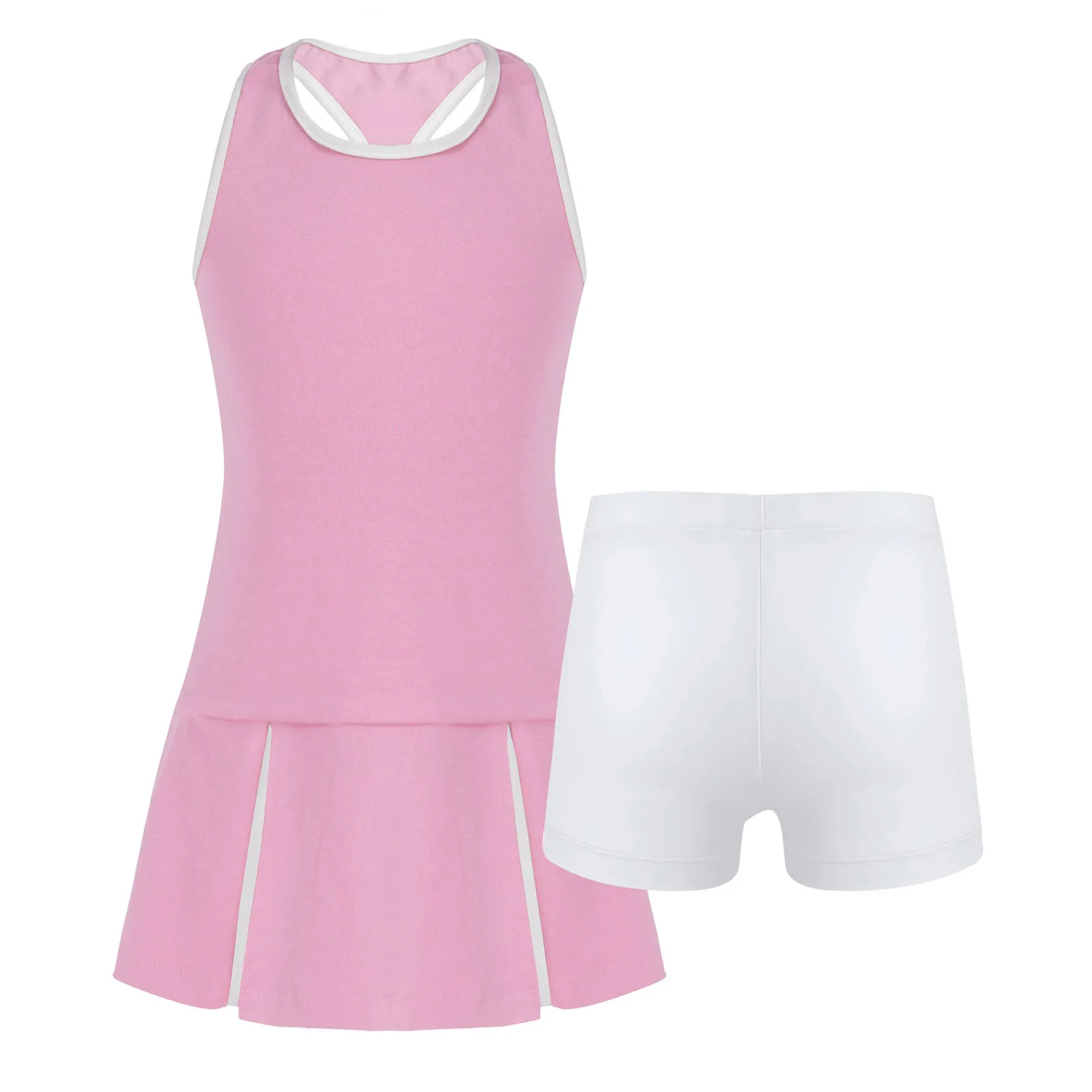 Girls Tennis Dress Sets Kids Summer Sport Dress & Shorts Sportswear Children Sport Clothes Sets for Gym Exercise Badminton Golf