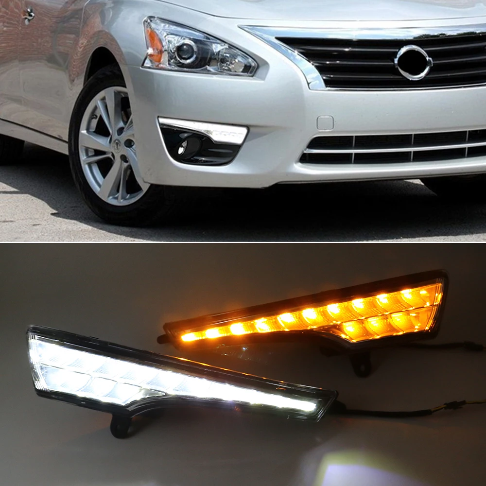 1 زوج سيارة LED DRL النهار تشغيل أضواء لنيسان ألتيما Teana 2013 2014 2015 2016 مصباح قيادة الوفير الضباب غطاء خفيف