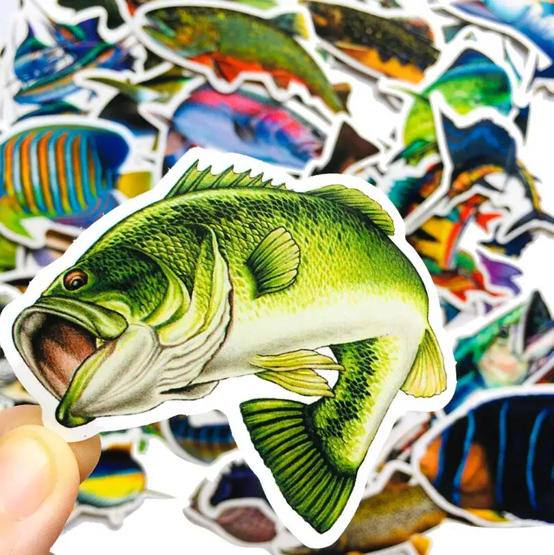 10/30/50PCS Outdoor Fishing Sea Fishing Suitcase Helmet Notebook Skateboard Waterproof Graffiti Sticker Decoration Wholesale